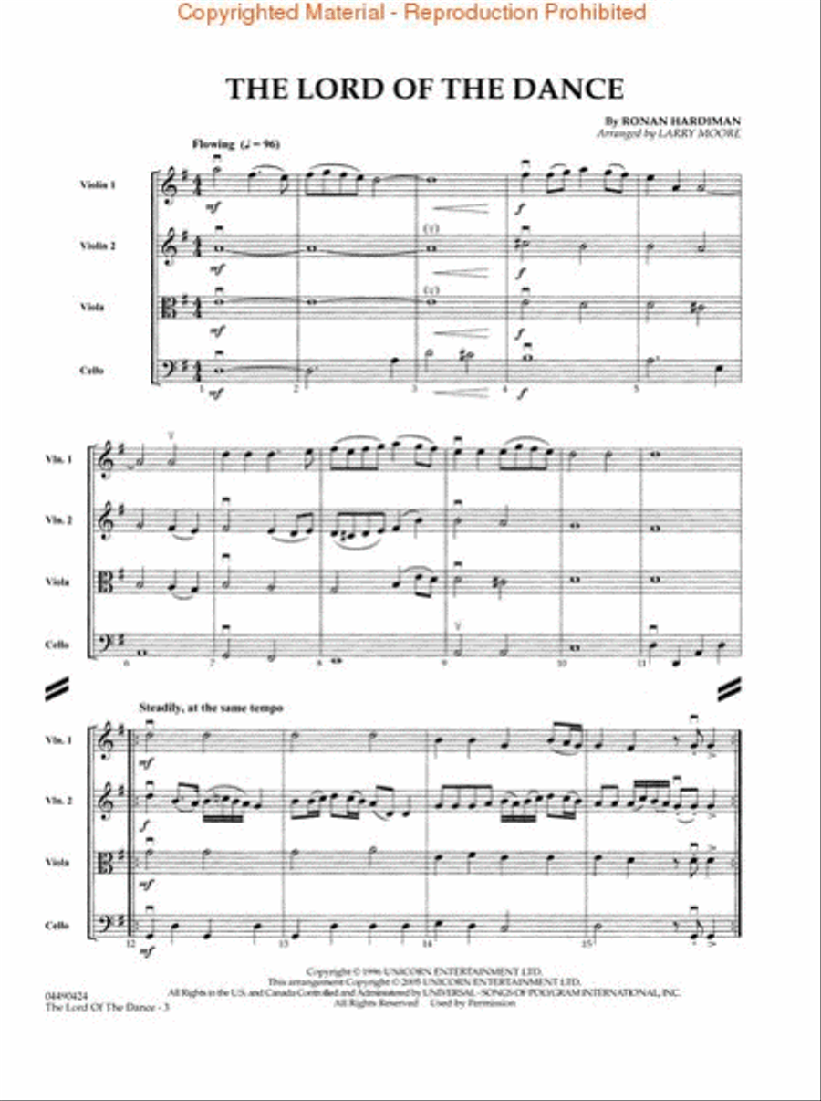 The Lord of the Dance String Quartet scores gallery preview page 2