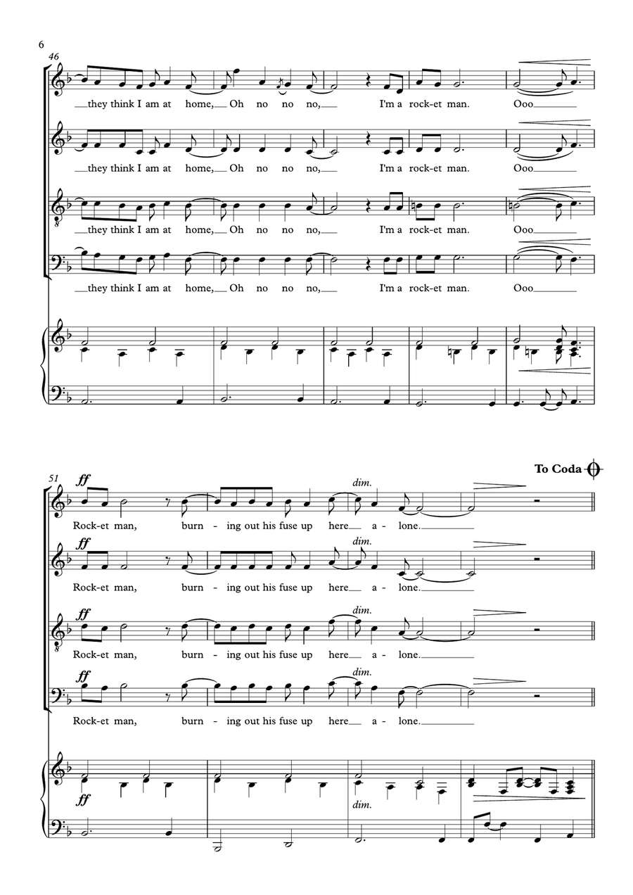 Rocket Man (i Think It's Gonna Be A Long Long Time) 4-Part scores gallery preview page 6