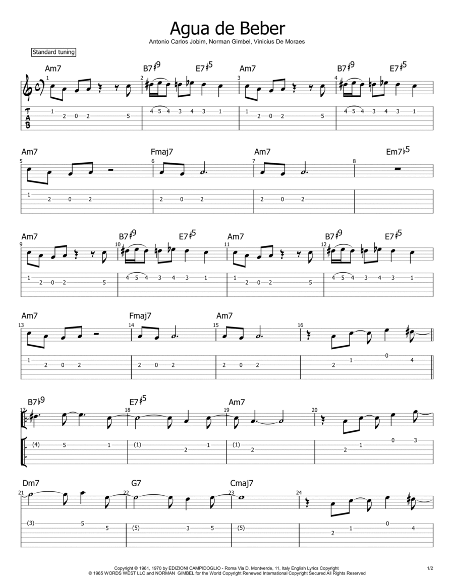 Água De Beber (water To Drink) Electric Guitar scores gallery preview page 1