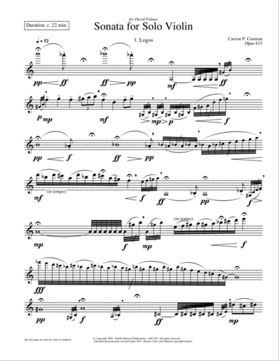 Carson Cooman: Sonata for Solo Violin (2005) Violin Solo scores gallery preview page 3
