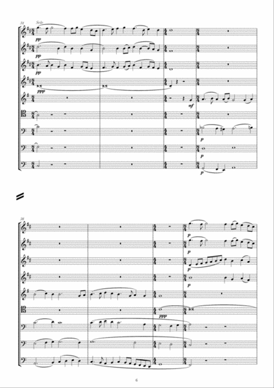 Rachmaninov:Praise The Lord, O My Soul For Brass Nonet, from All Night Vigil (Vespers) 2nd movement Brass Ensemble scores gallery preview page 6