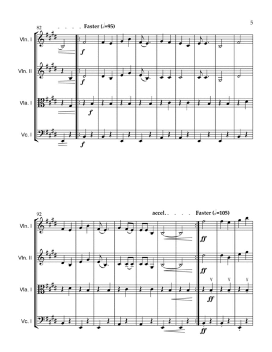 Down To The River To Pray String Quartet scores gallery preview page 5