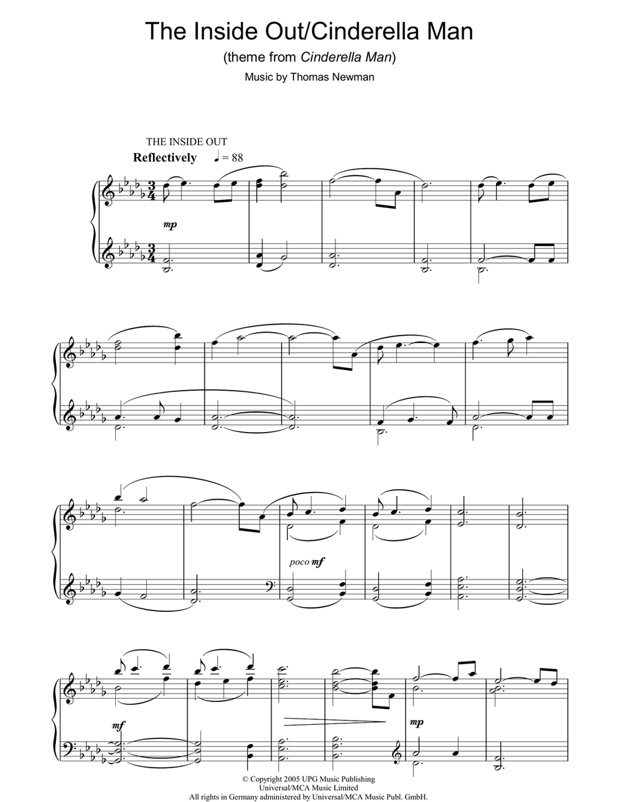 The Inside Out/Cinderella Man (theme from Cinderella Man) Piano Solo scores gallery preview page 1