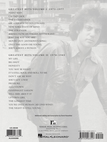 Billy Joel – Greatest Hits, Volume I & II