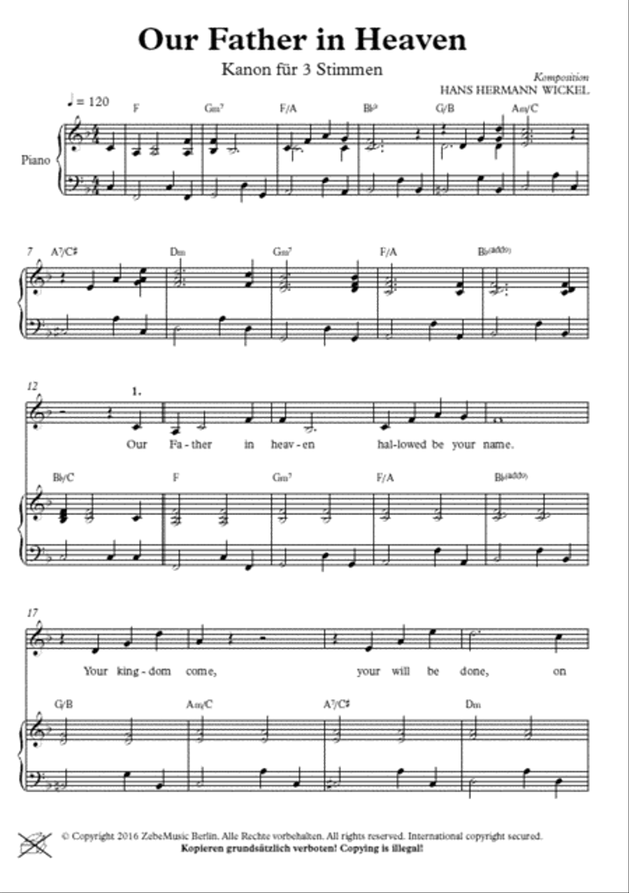 Our Father in Heaven Choir scores gallery preview page 1