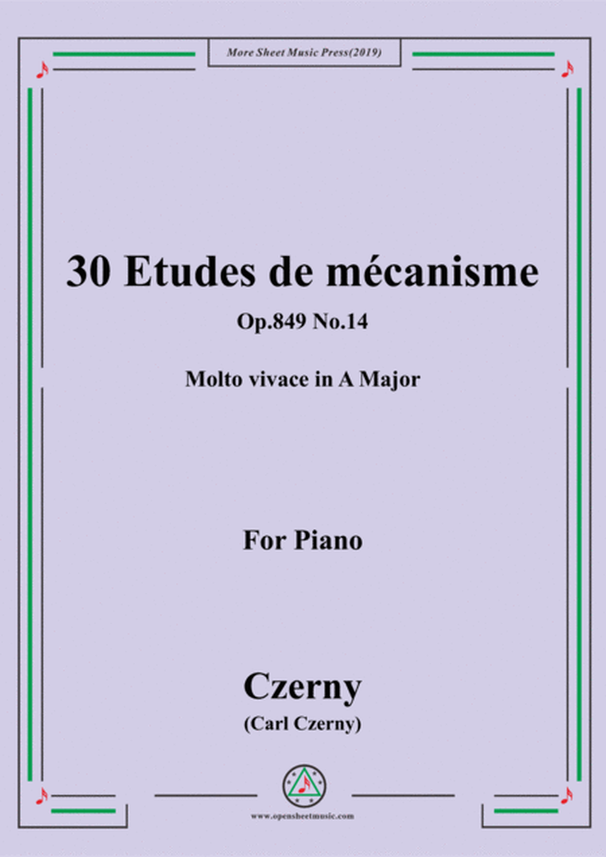 Czerny-30 Etudes de mécanisme,Op.849 No.14,Molto vivace in A Major,for Piano image number null