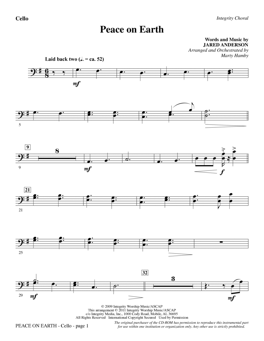 Peace On Earth - Cello Choir scores gallery preview page 1