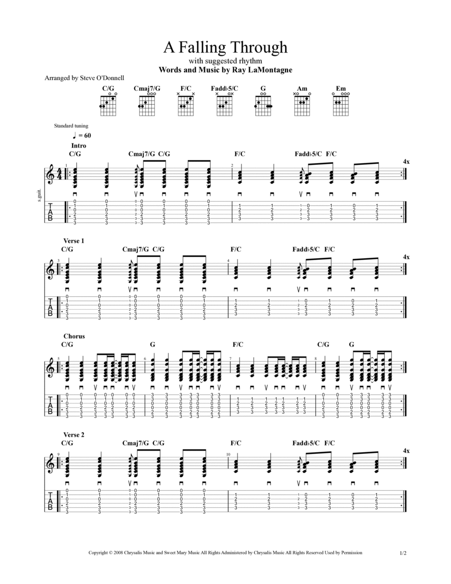 A Falling Through Acoustic Guitar scores gallery preview page 1