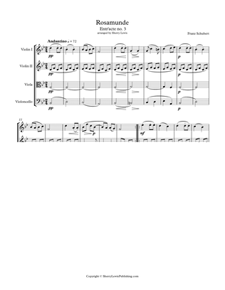 Book cover for ROSEMUNDE - ENTR'ACTE NO. 3 - ANDANTINO String Quartet, Intermediate Level for 2 violins, viola and