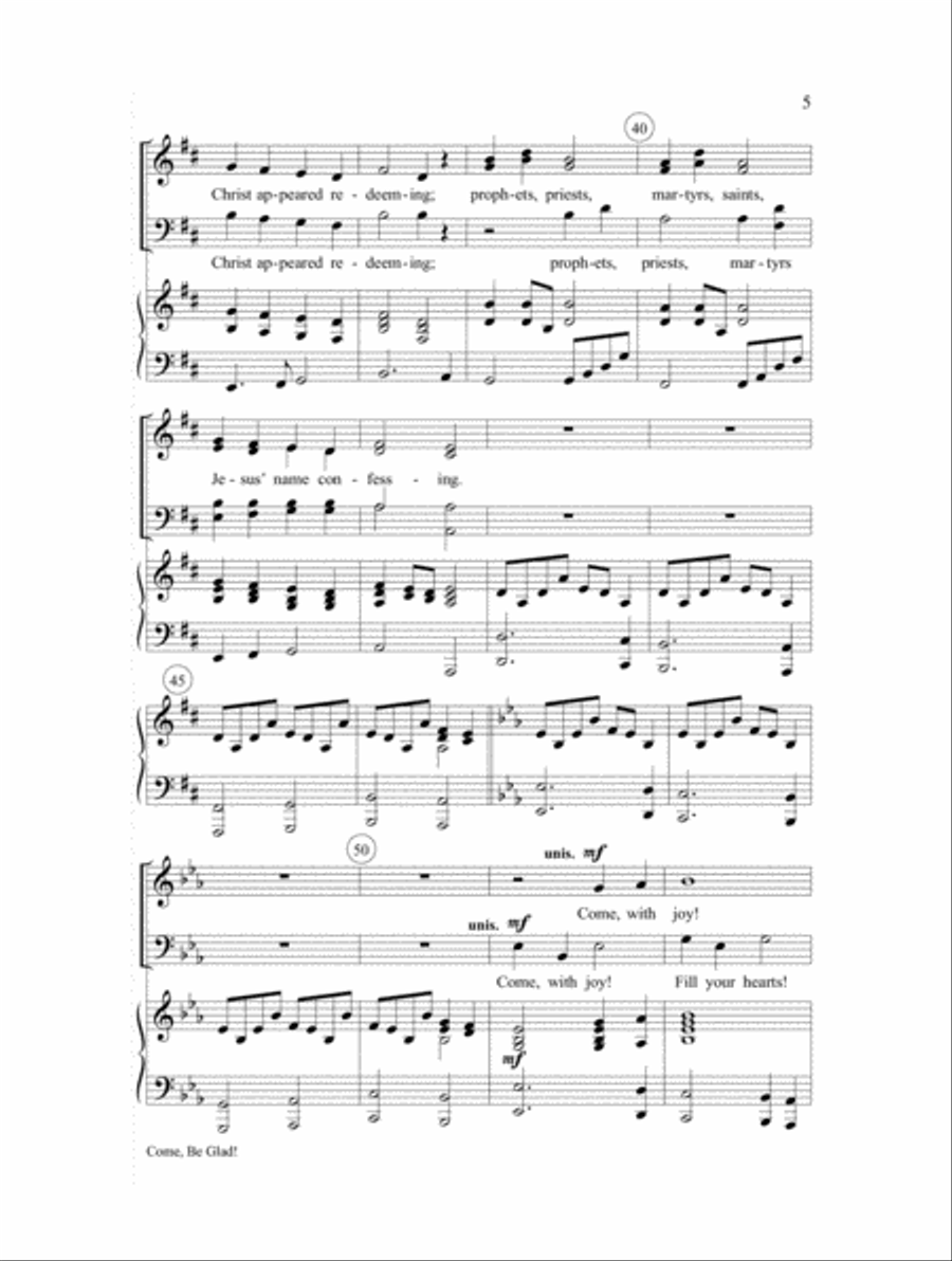 Come, Be Glad Come, Be Glad 4-Part scores gallery preview page 5