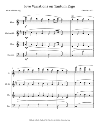 Five Variations on Tantum Ergo - Woodwind Quartet