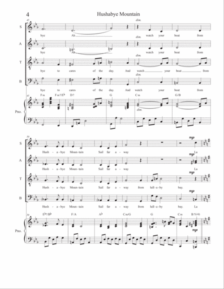 Hushabye Mountain 4-Part scores gallery preview page 4
