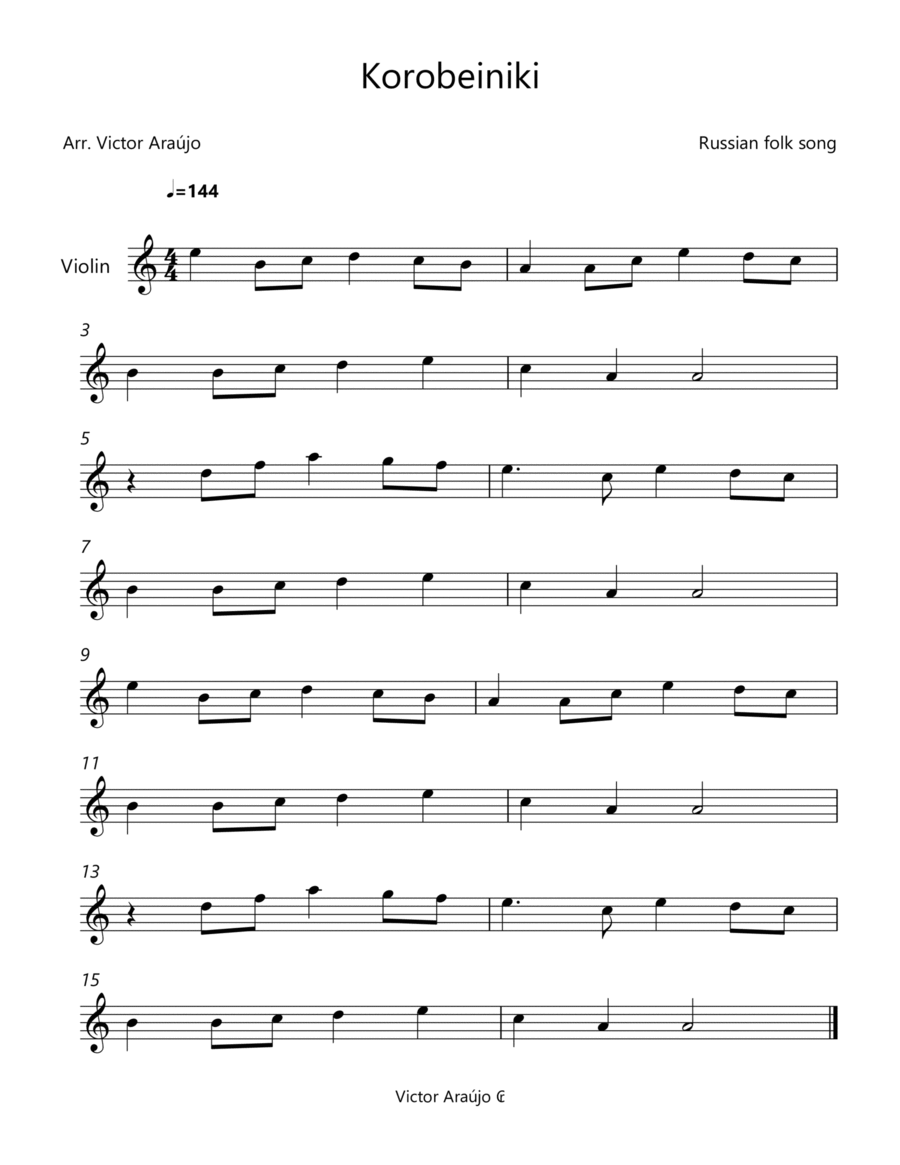 Korobeiniki (from Tetris) - Violin Lead Sheet image number null