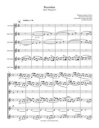Recordare (from "Requiem") (F) (Violin Sextet)
