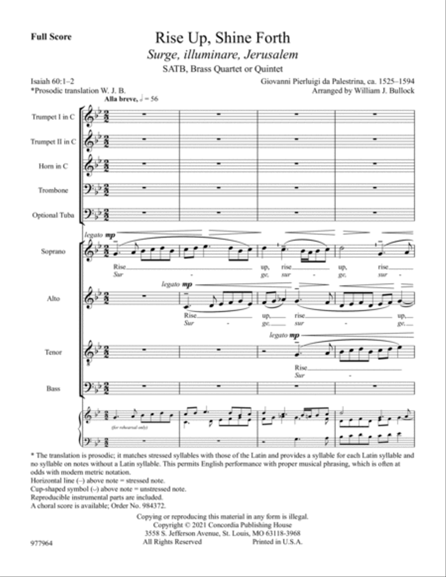 Rise Up, Shine Forth / Surge, illuminare, Jerusalem (Full Score) 4-Part scores gallery preview page 2