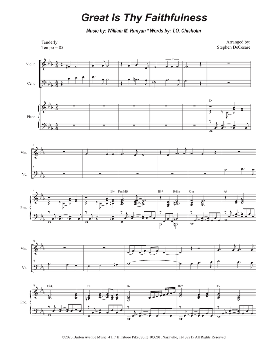 Great Is Thy Faithfulness by Phillip Keveren Piano Trio - Digital Sheet Music