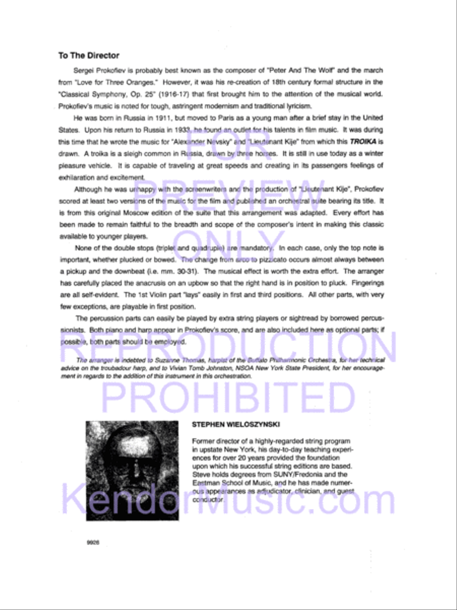 Troika (from Lt. Kije) (Full Score) String Orchestra scores gallery preview page 3