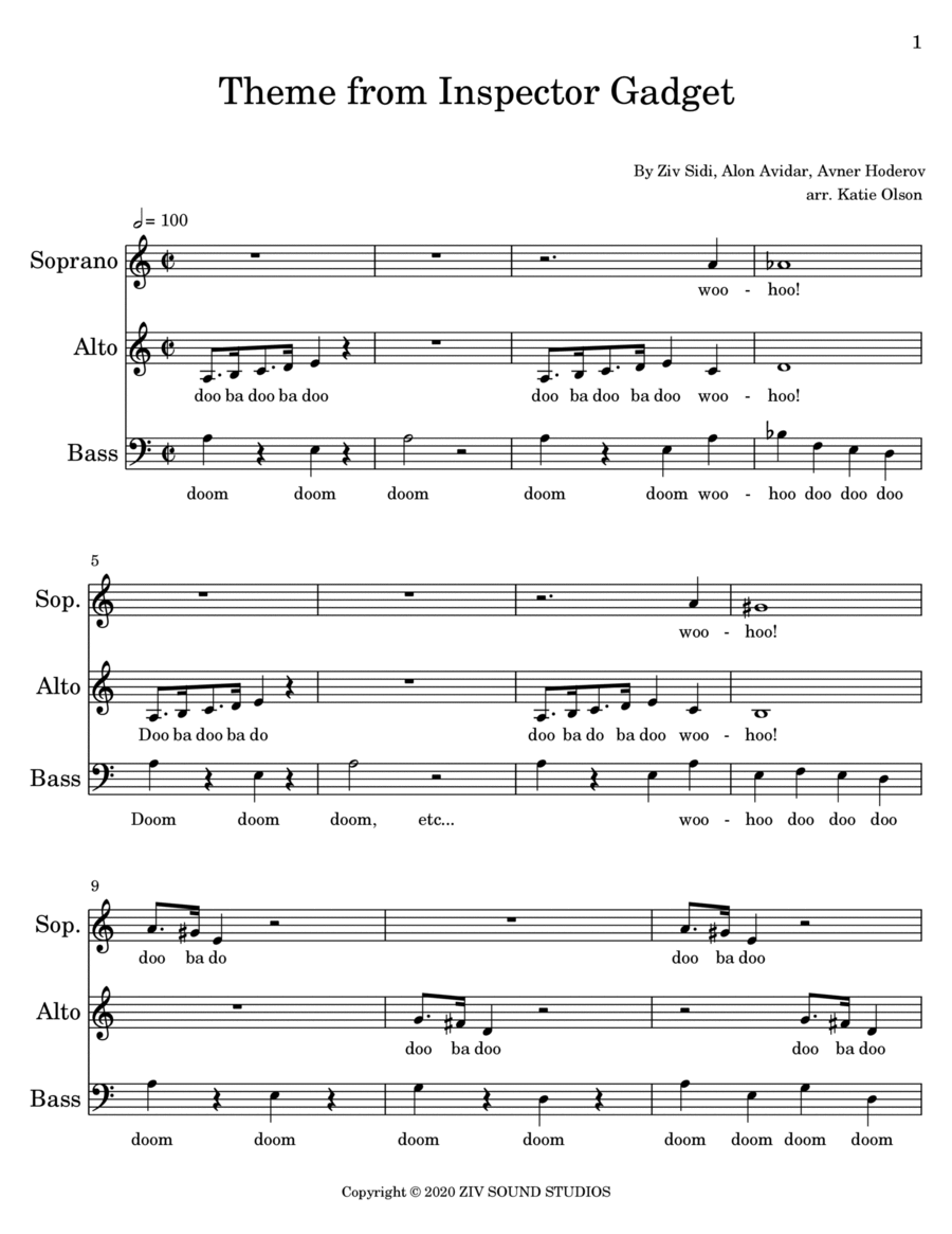 Inspector Gadget 3-Part scores gallery preview page 1