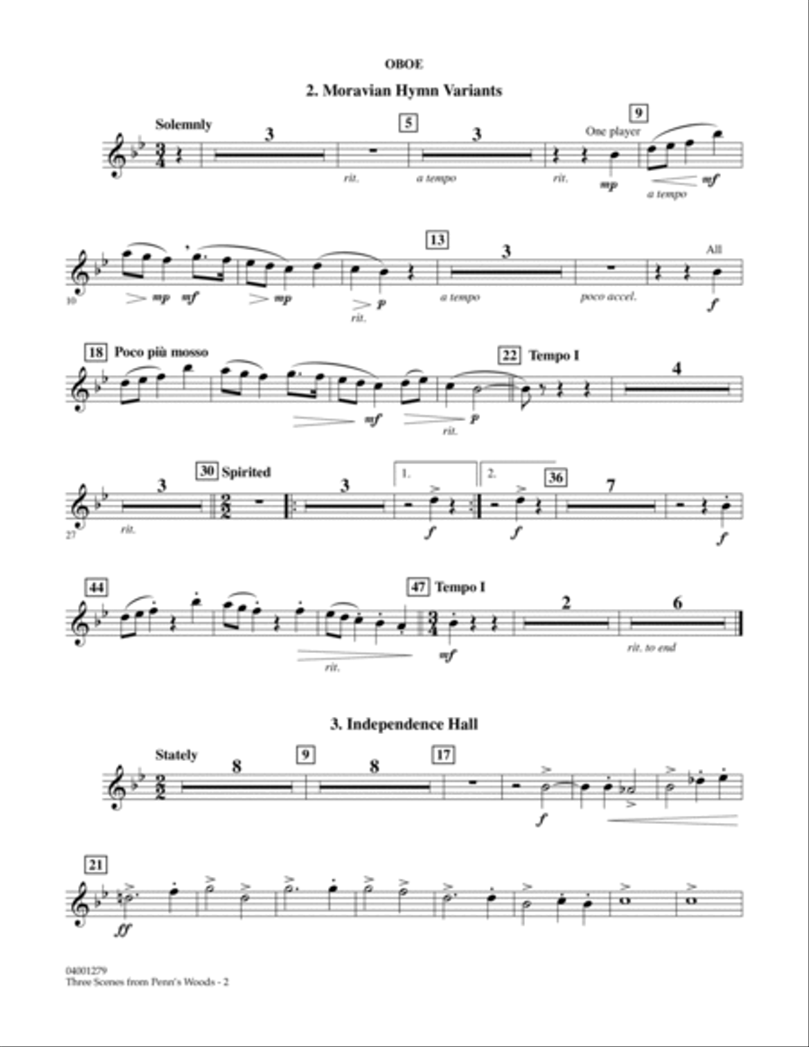 Three Scenes From Penn's Woods - Oboe Concert Band scores gallery preview page 2