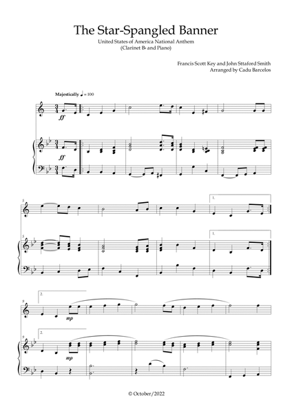 The Star-Spangled Banner - EUA Hymn (Clarinet Bb and Piano) image number null
