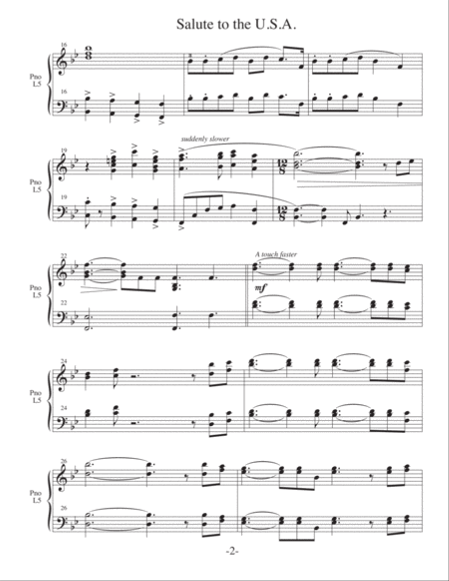 Salute to the U.S.A. - Medley (2 for 1 PIANO Arrangements) Piano Solo scores gallery preview page 3