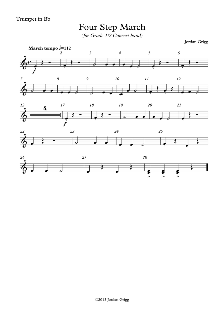 Four Step March (for Grade 1/2 Concert band) Concert Band scores gallery preview page 6