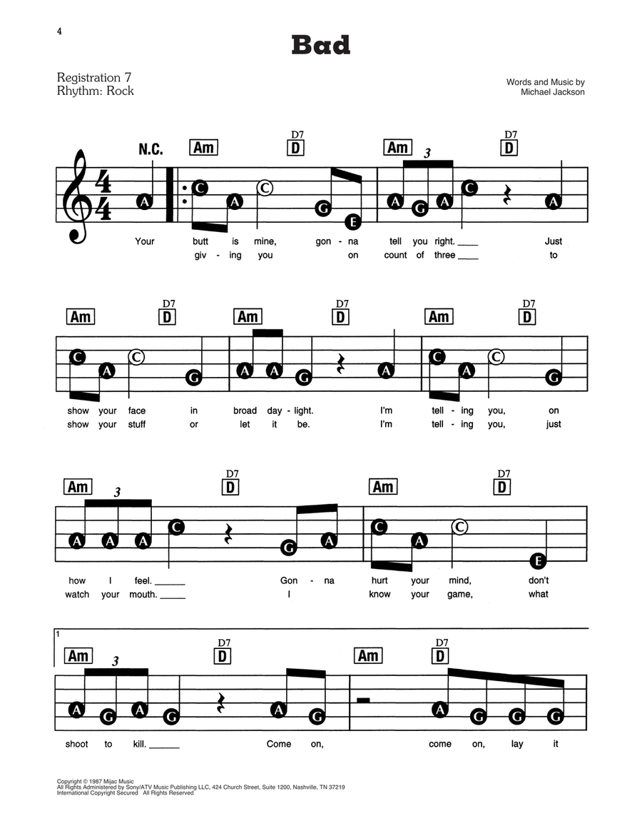 Bad Bad Electronic Keyboard scores gallery preview page 1