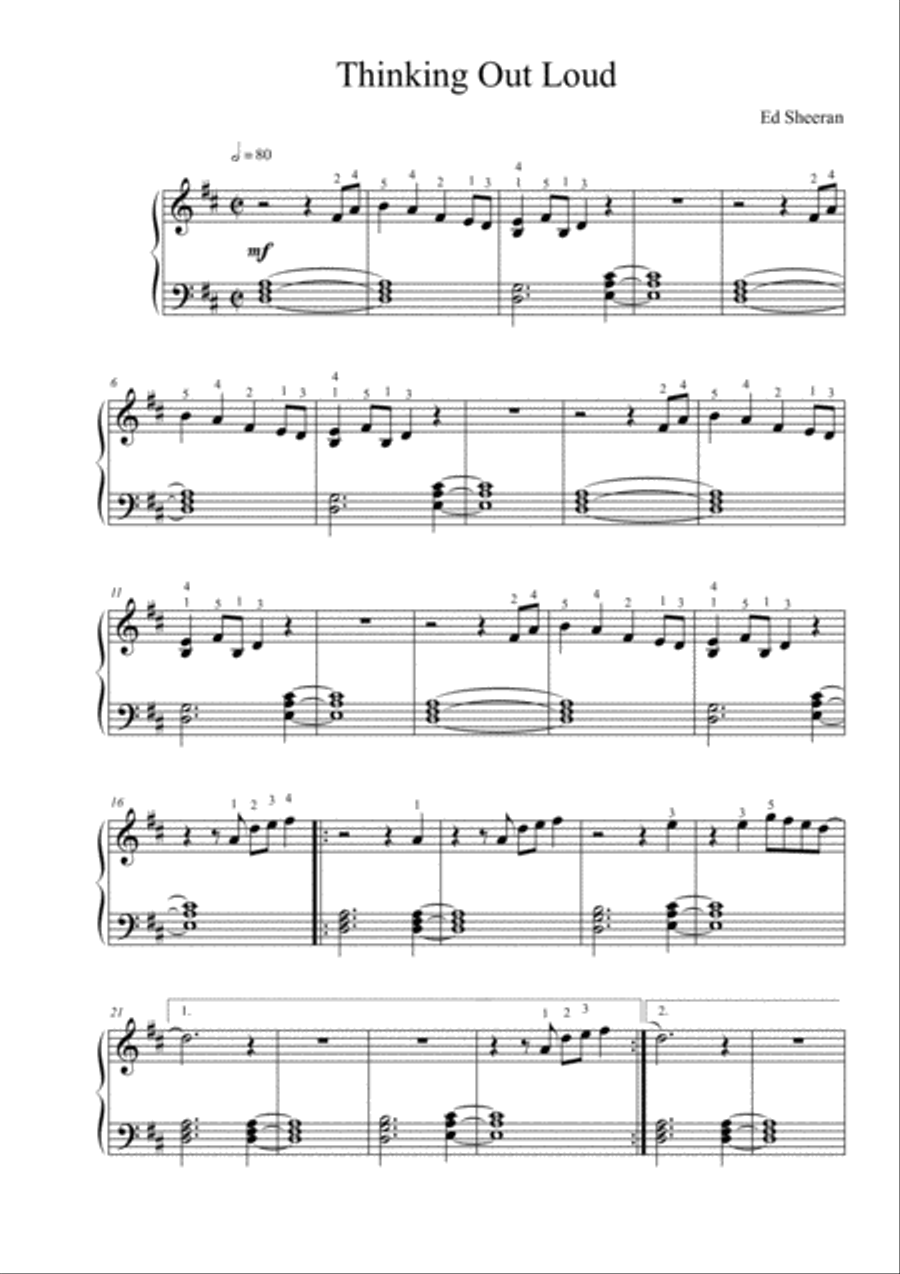 Thinking Out Loud Piano Solo scores gallery preview page 1