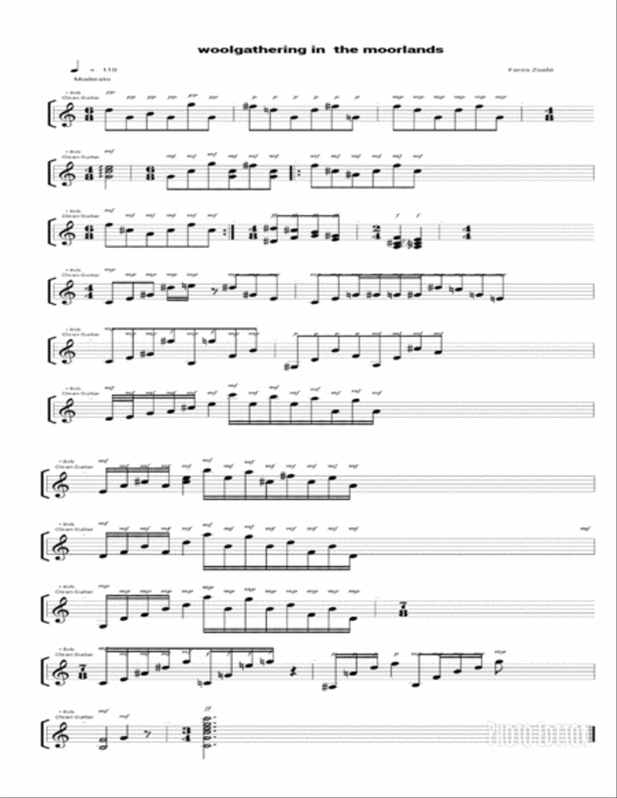 Woolgathering In The Moorlands Electric Guitar scores gallery preview page 1