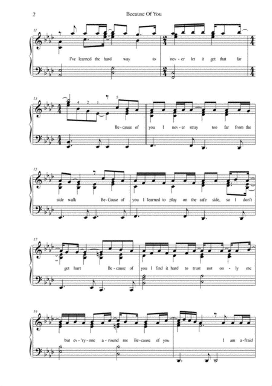 Because Of You Because Of You Piano Solo scores gallery preview page 2