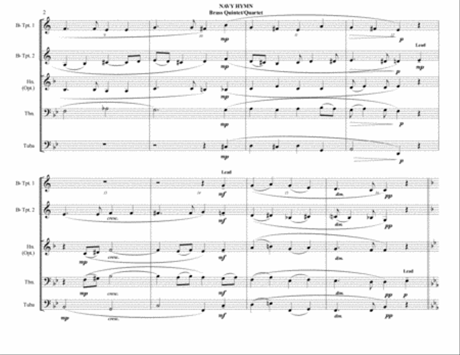 Navy Hymn (Eternal Father, Strong to Save) - Brass Quintet/Quartet Brass Quintet scores gallery preview page 2