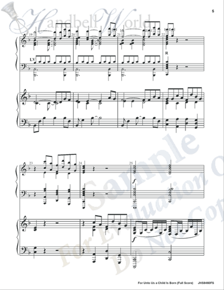 For Unto Us a Child Is Born Handbell Choir scores gallery preview page 4