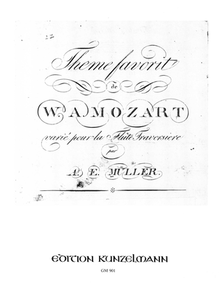 Book cover for Variations on a 'theme favorit' by W. A. Mozart for flute solo