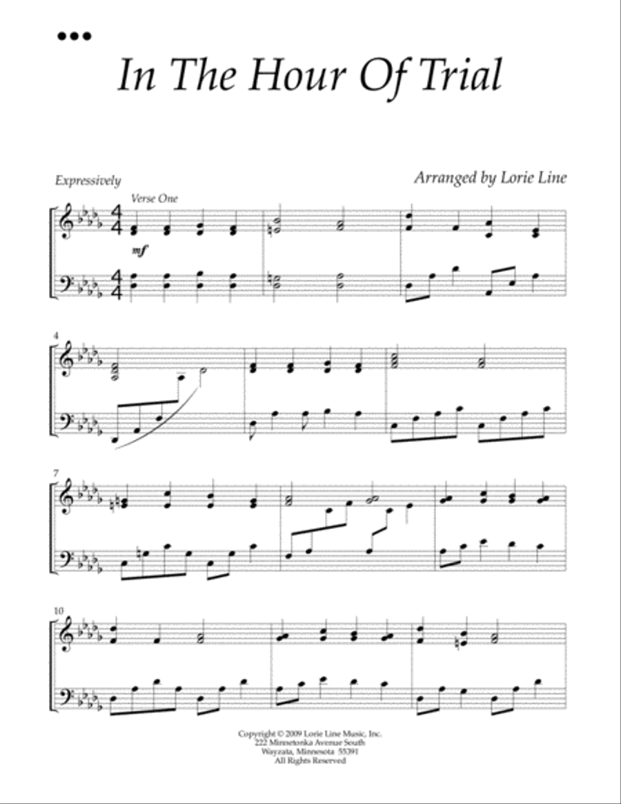 In The Hour Of Trial Piano Solo scores gallery preview page 2