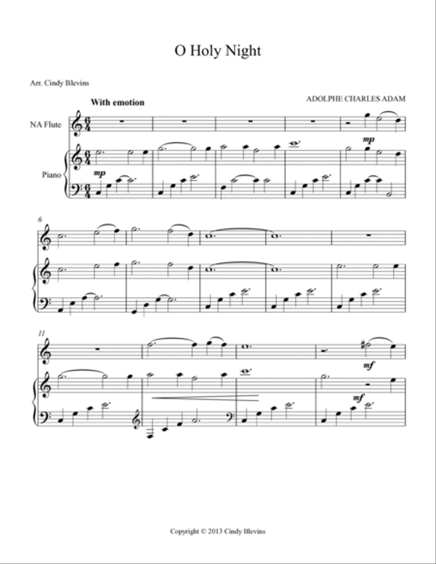 O Holy Night, for Piano and Native American Flute Flute scores gallery preview page 2