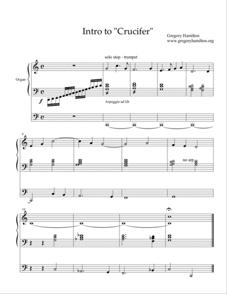Crucifer - Lift High the Cross - Introduction Organ Solo scores gallery preview page 1