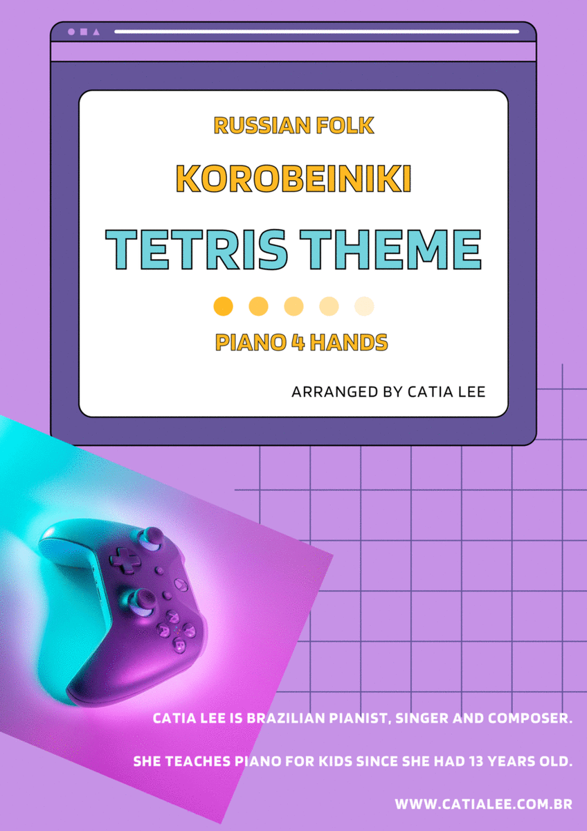 Korobeiniki Tetris Theme - Duet for One Piano - 4 Hands Piano image number null