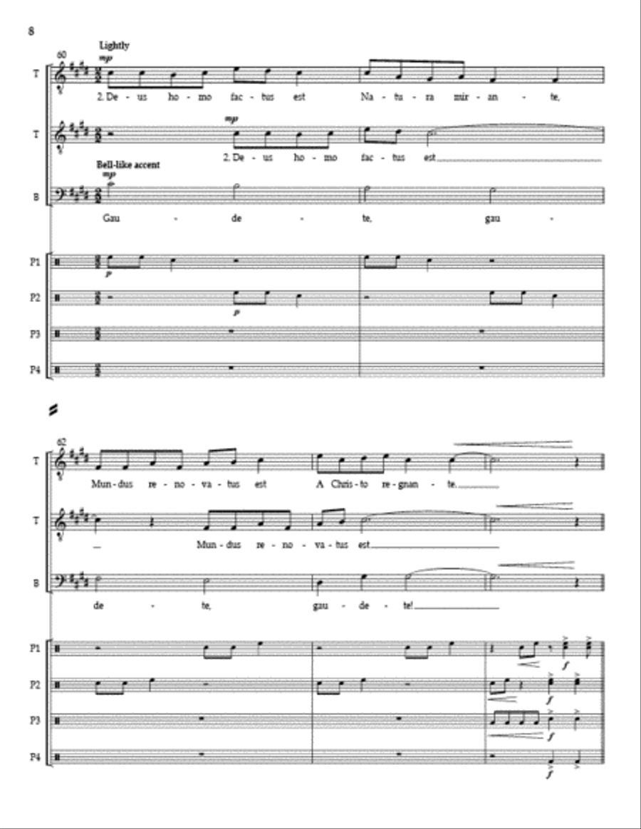 Gaudete! TTBB (Full Score and Percussion Parts) TTBB scores gallery preview page 7