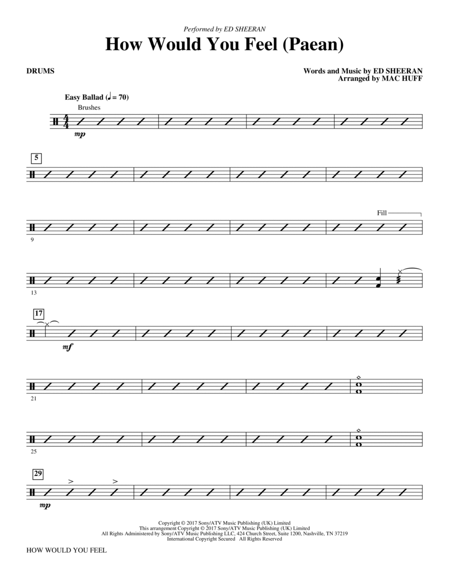 How Would You Feel (Paean) (arr. Mac Huff) - Drums