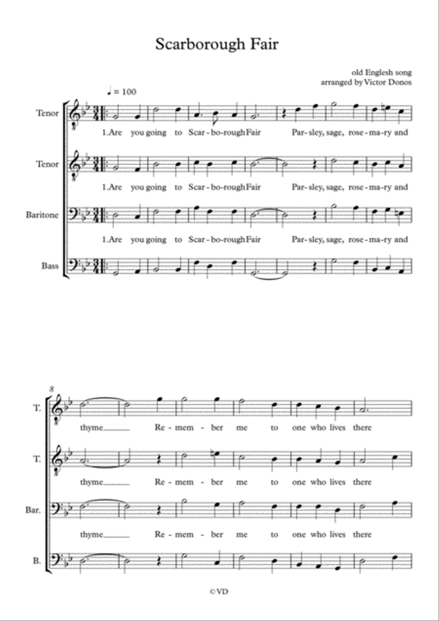 Scarborough Fair Scarborough Fair TTBB scores gallery preview page 1