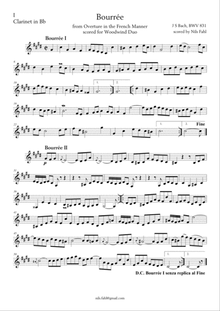 J S Bach Bourrée BWV 831 Woodwind Duo Woodwind Ensemble scores gallery preview page 6