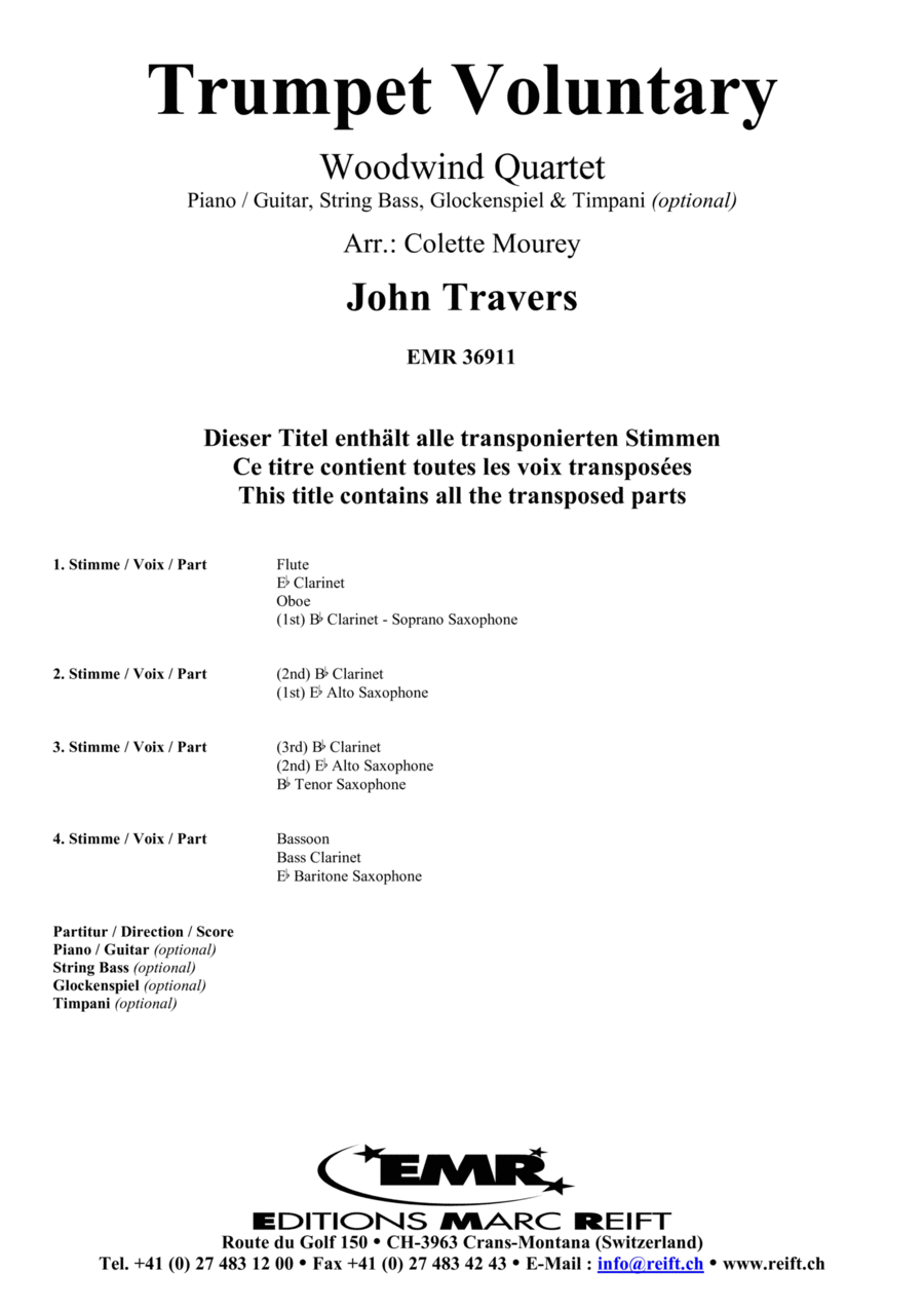 Trumpet Voluntary Woodwind Quartet scores gallery preview page 1