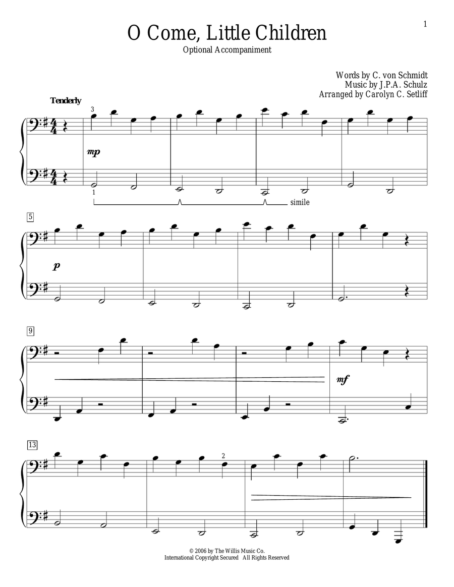 O Come, Little Children O Come, Little Children Easy Piano scores gallery preview page 1