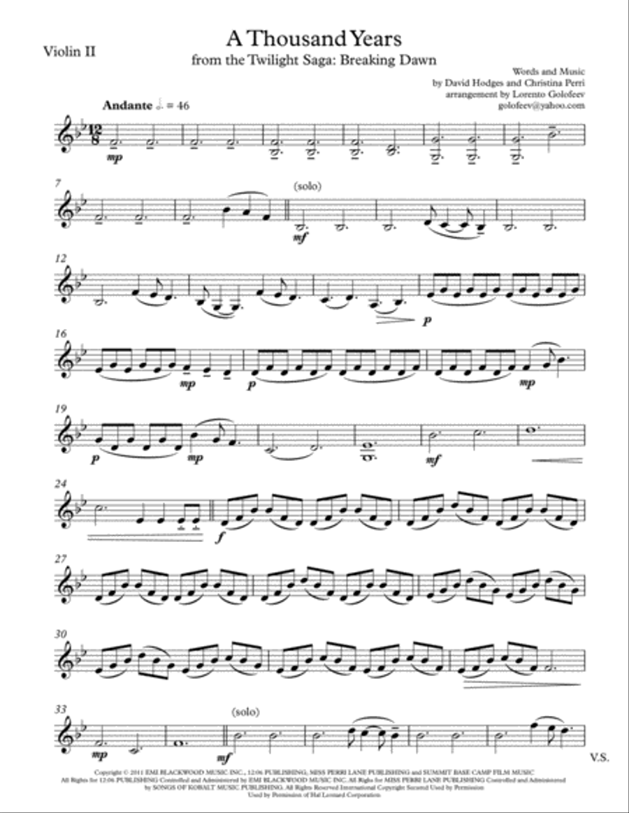 A Thousand Years String Quartet scores gallery preview page 3