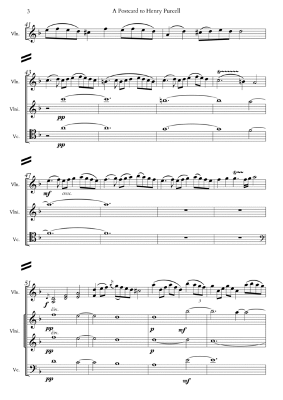 A Postcard To Henry Purcell String Quintet scores gallery preview page 3