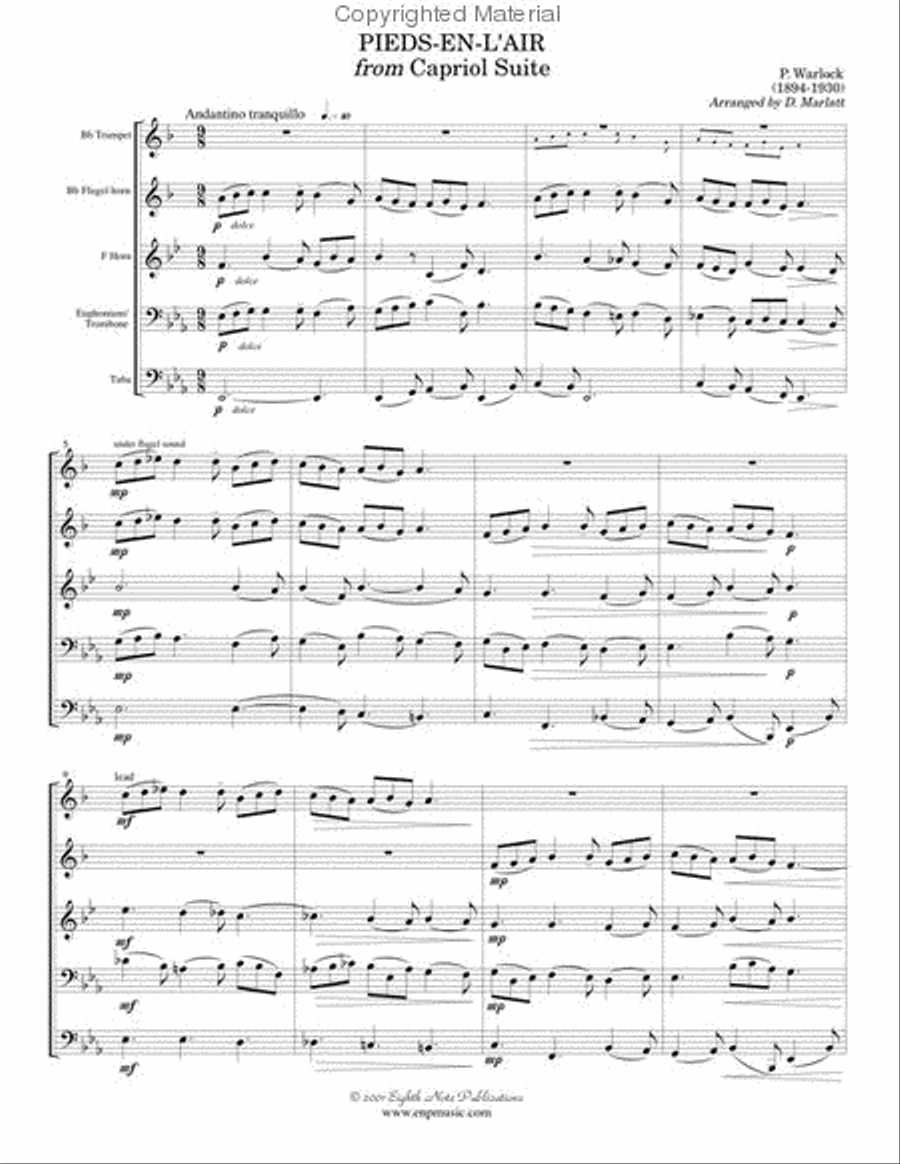 Pieds-en-l'air (from Capriol Suite) Brass Quintet scores gallery preview page 2