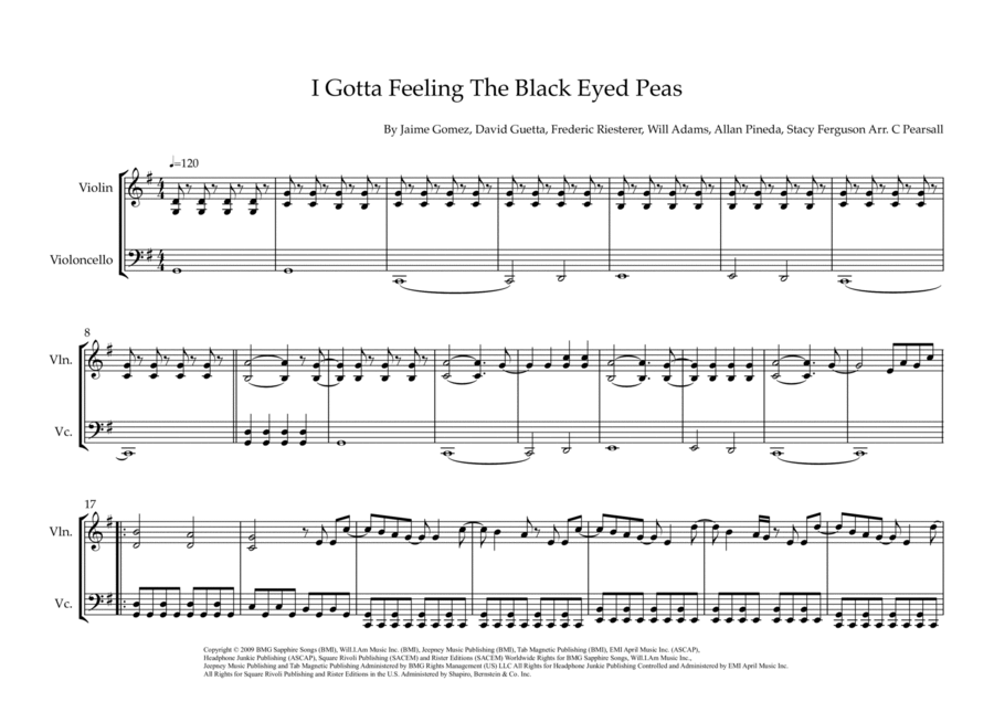 I Gotta Feeling String Duet scores gallery preview page 1