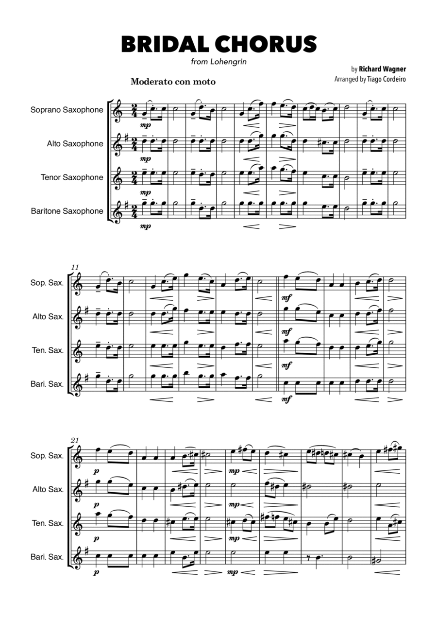 Bridal Chorus Saxophone Quartet scores gallery preview page 1