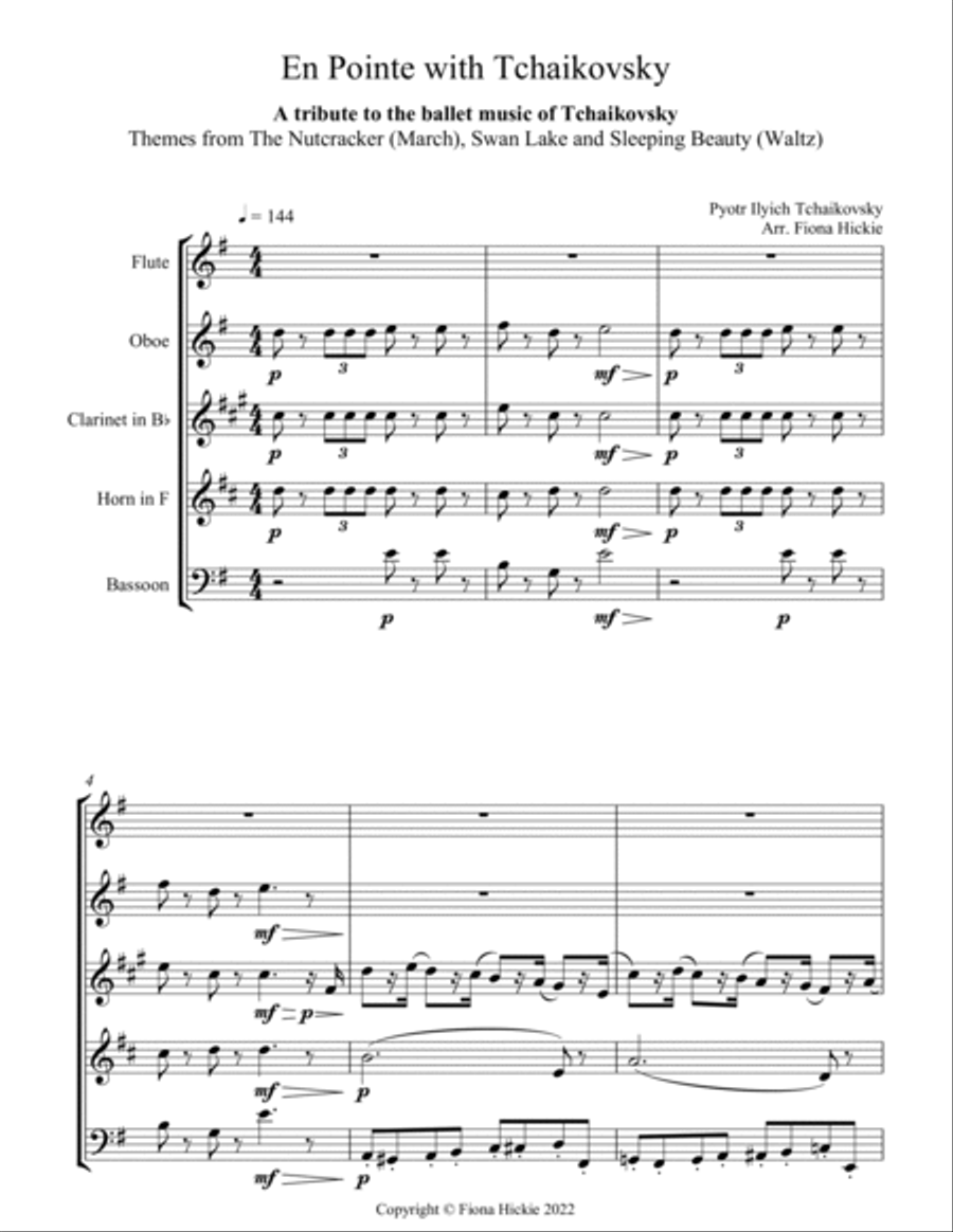 En Pointe with Tchaikovsky: : Wind Quintet Woodwind Quintet scores gallery preview page 2