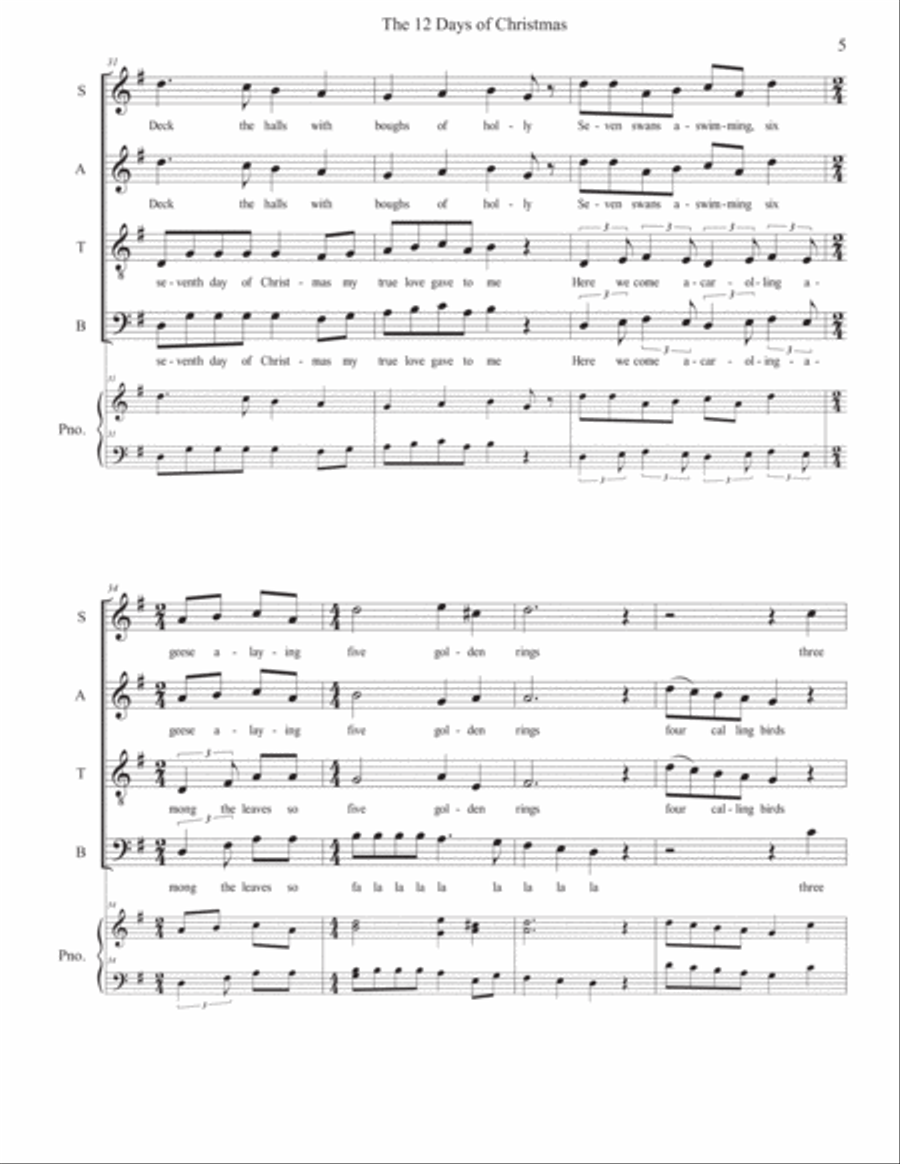 The 12 Days Of Christmas 4-Part scores gallery preview page 5